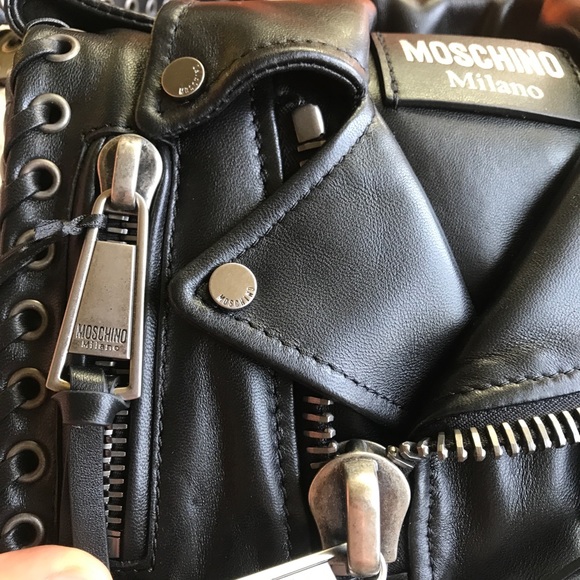 Moschino lambskin leather biker jacket bag - Picture 5 of 8
